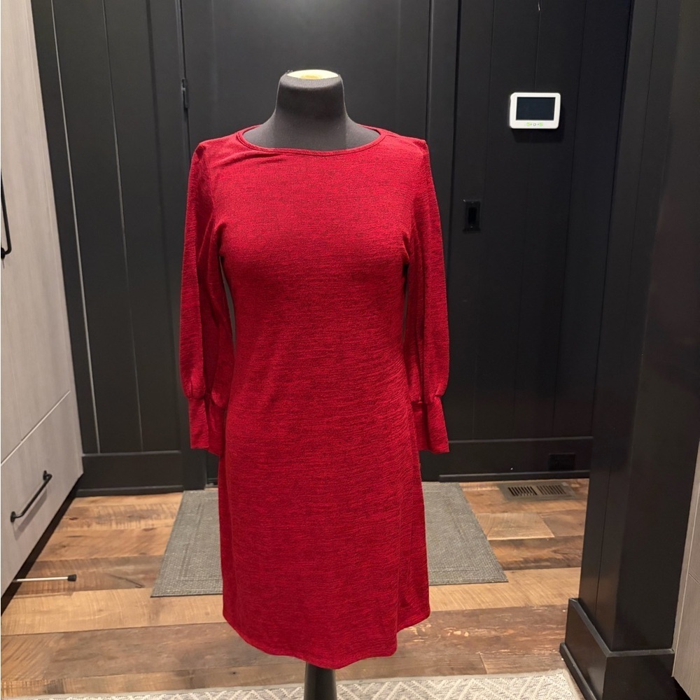 Tiana B. Red Knit Shift Dress | Size S–M - Picture 2 of 4